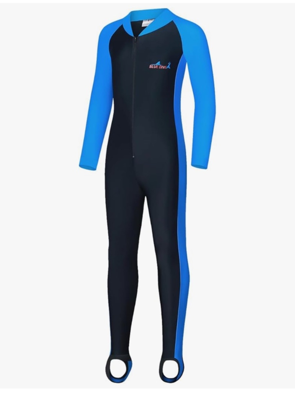 Kids Long Sleeve One-Piece Swimsuit - Black & Blue